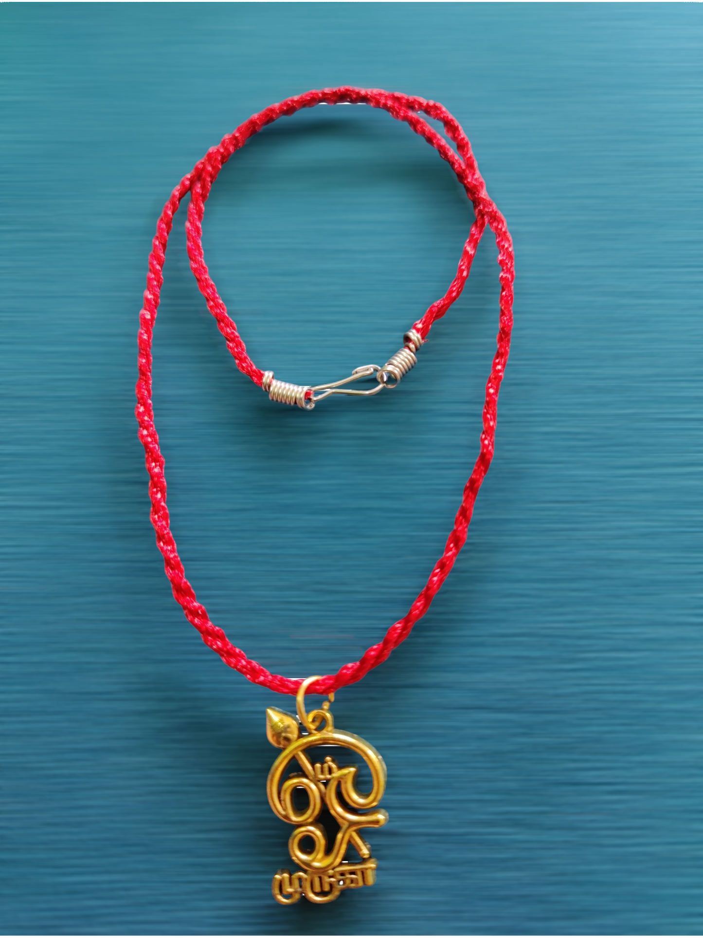 Lord Murugan & Om Metal Pendant with Red Thread