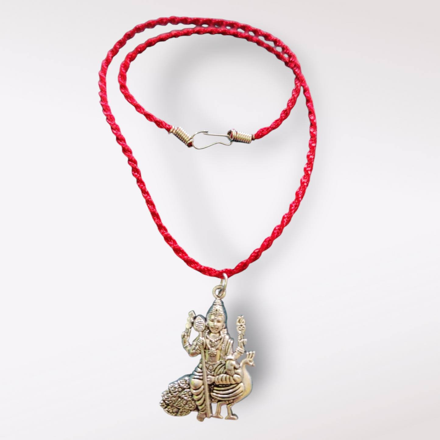 Lord Murugan & Om Metal Pendant with Red Thread