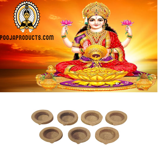 Panchagavya  Diya/Vilakku/Deepam  |  for Daily Puja, Festivals, Navaratri, Diwali, Karthigai Deepam | 100% Natural 7 pieces (THIS PRODUCT AVAILABLE ONLY INSIDE INDIA)