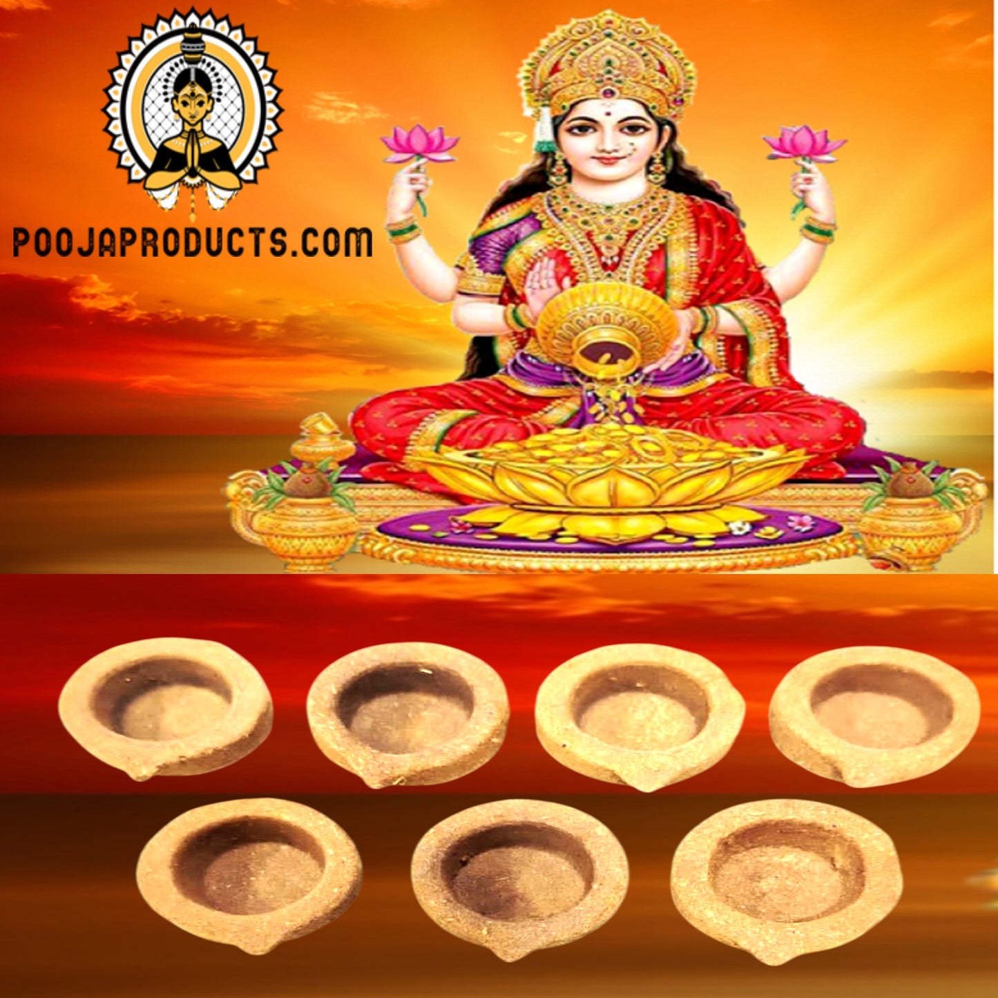 Panchagavya  Diya/Vilakku/Deepam  |  for Daily Puja, Festivals, Navaratri, Diwali, Karthigai Deepam | 100% Natural 7 pieces (THIS PRODUCT AVAILABLE ONLY INSIDE INDIA)